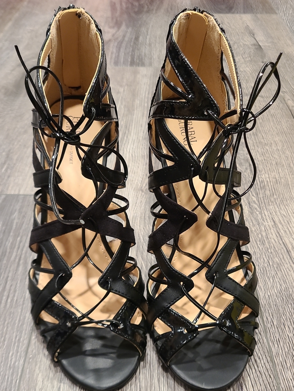 Prabal Gurung for Target Black Lace-Up Strappy Heels